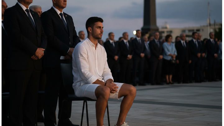 Fidias Panayiotou draws criticism over attire at Isaac-Solomou memorial