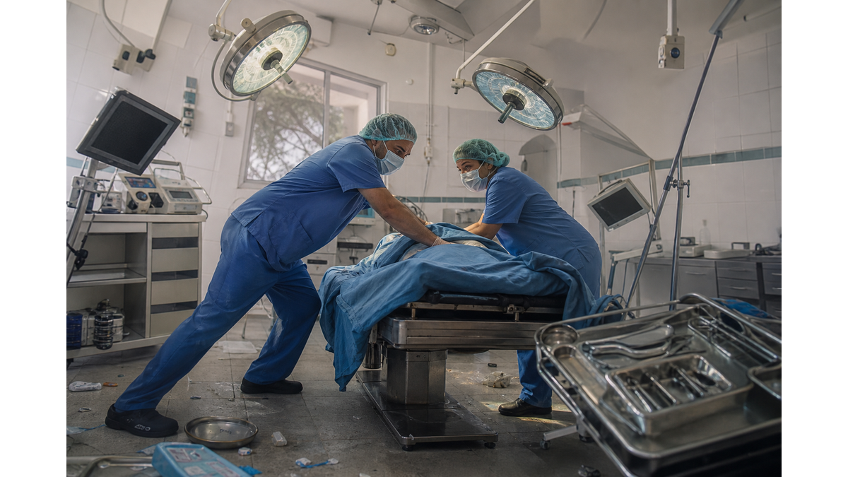 Surveillance footage captures surgical team protecting patient during 7.1 magnitude earthquake in Japan