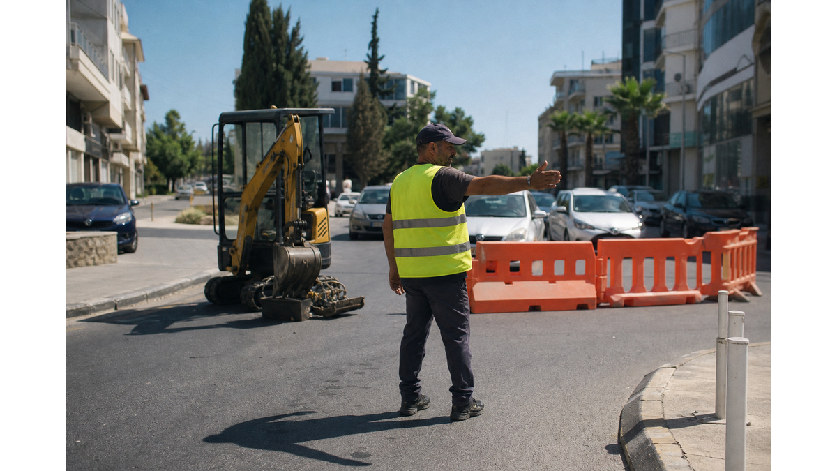 Road improvement and utility works causing traffic disruptions in Cyprus