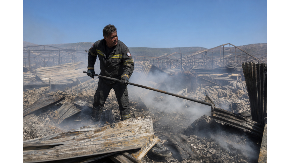 Wildfire containment efforts in Kouvaras, Attica