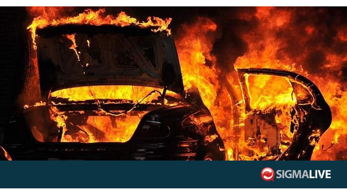 Vehicle fire spreads to vegetation on the Kofinou-Anglisides road