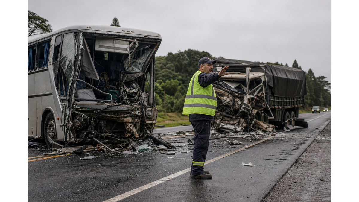 Bus and truck collision in southern Brazil leaves at least 21 dead