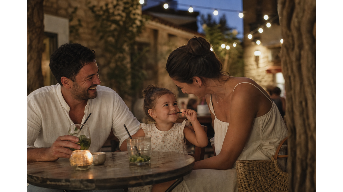 Ivi Adamou and Michalis Kouinelis enjoy a family evening out