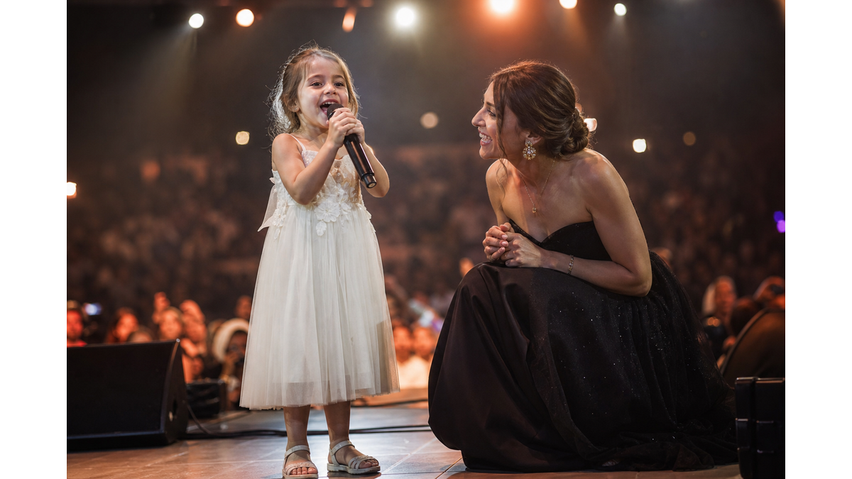 Six-year-old Novelina performs with Ioulia Kallimani in Limassol