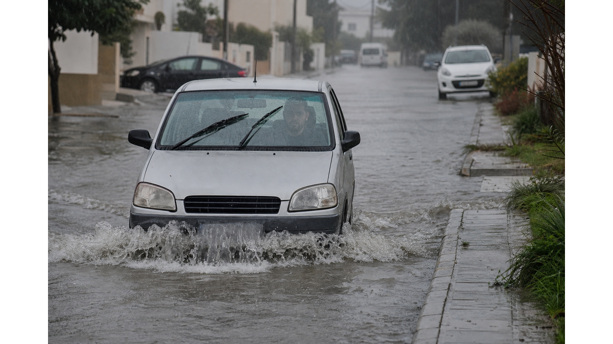Heavy rainfall and strong winds impact traffic in Nicosia province