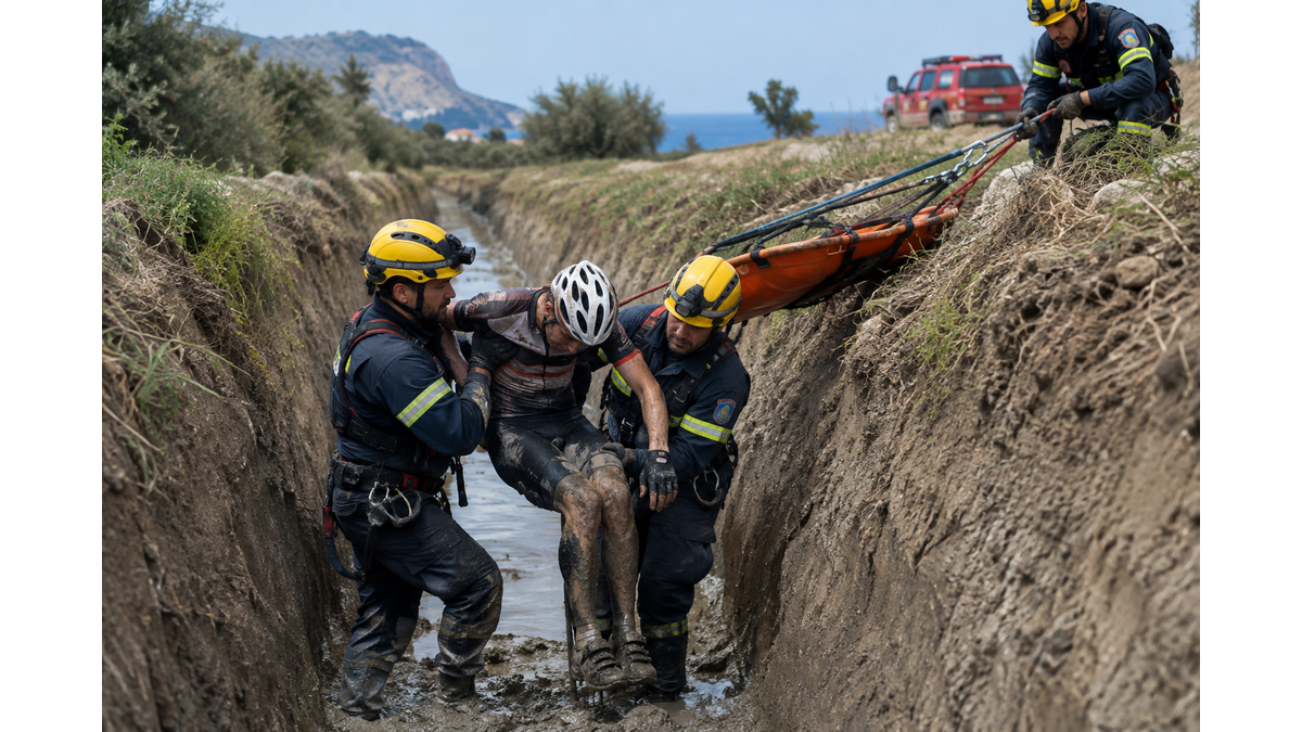 Cyclists rescued from mud-filled canal in Aradippou