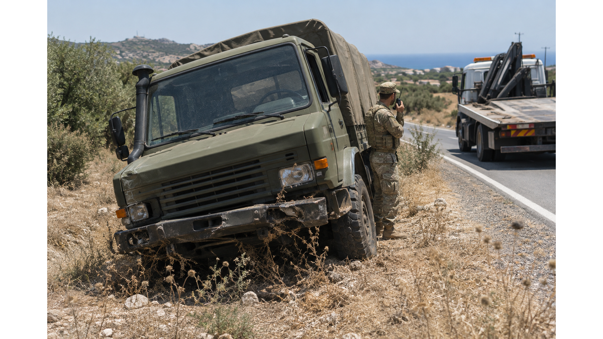 Ανατροπή τεθωρακισμένου οχήματος της Εθνικής Φρουράς στο δρόμο Αυγόρου-Φρενάρους