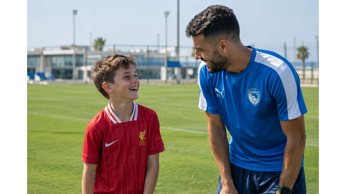 Isaac Kearney visits Pafos FC training center