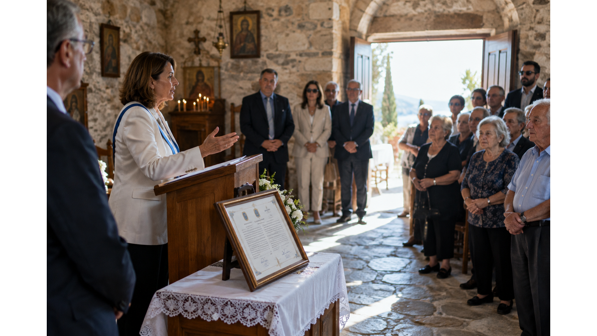 Reunification message from the Interior Minister at the Akanthou and Neo Irakleio twinning ceremony